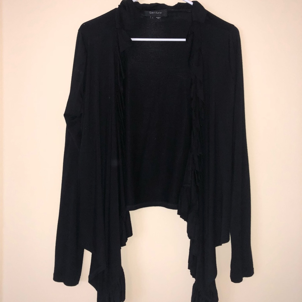 Karen Kane Black Open-Front Lightweight Cardigan